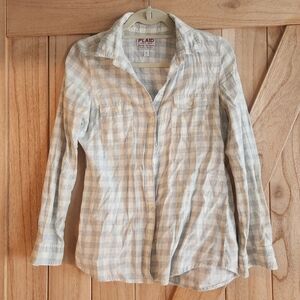 Old Navy White and Grey Flannel Shirt